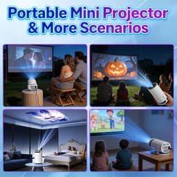 SnelShoppen - Mini-Beamer Draagbare 4K 1080P Thuisbioscoop Projector met WiFi 6, Bluetooth 5.2, 180° Rotatie, Automatische Trapeziumcorrectie en 1000+ — thumbnail 5