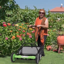 Handgrasmaaier – Handmaaier – Kooimesmaaier – Duwgrasmaaier – Gazonmaaier – 50,8 cm Maaibreedte – 9 Instelbare Maaihoogtes – 65-Mangaan Stalen Messen – Met Opvangzak – Groen — thumbnail 5