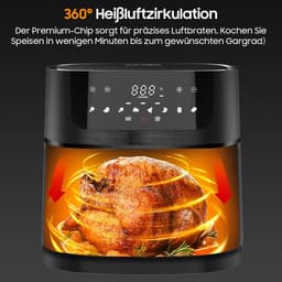Heteluchtfriteuse XXL - Airfryer met venster - Gezond koken - Groot kijkvenster - 9 Liter capaciteit - Zwart — thumbnail 4