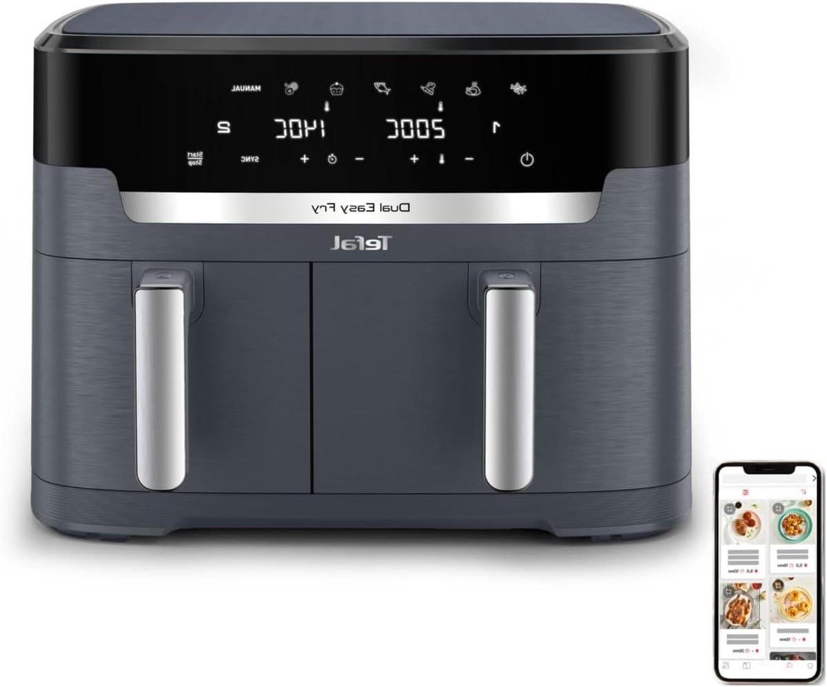 Dubbele Airfryer - Heteluchtoven - Gezond Koken - Twee Lades - 11 Liter XXL - Antracietgrijs — afbeelding 1