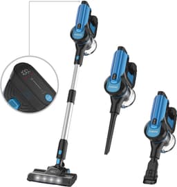 Zwarte Blauwe Snoerloze Steelstofzuiger 260 W, 23 kPa, LED Display, Zachte Rolborstel, HEPA-filter, 50 min Gebruiksduur, Draadloze Stofzuiger met Afneembare Accu, voor Harde Vloeren, Tapijt en Huisdieren — thumbnail 1