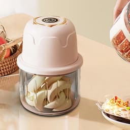 Elektrische Knoflook Hakker - Keukenmachine Mini - Snel Ingrediënten Snijden - Waterdicht Ontwerp - 350 ml - Roze — thumbnail 4