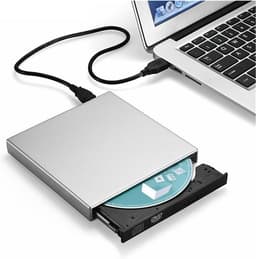Externe DVD CD Brander - Draagbare Drive - Bestanden Archiveren - USB 2.0 Connectie - 15 cm - Zilver — thumbnail 3