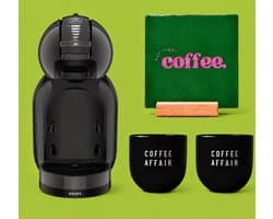 KRUPS NESCAFÉ Dolce Gusto MiniMe KP120810 - Koffiecupmachine - Antraciet / zwart -- Cadeaupakket met 2 Coffee Affair Mokken, But First Coffee Tegel en Tegelhouder