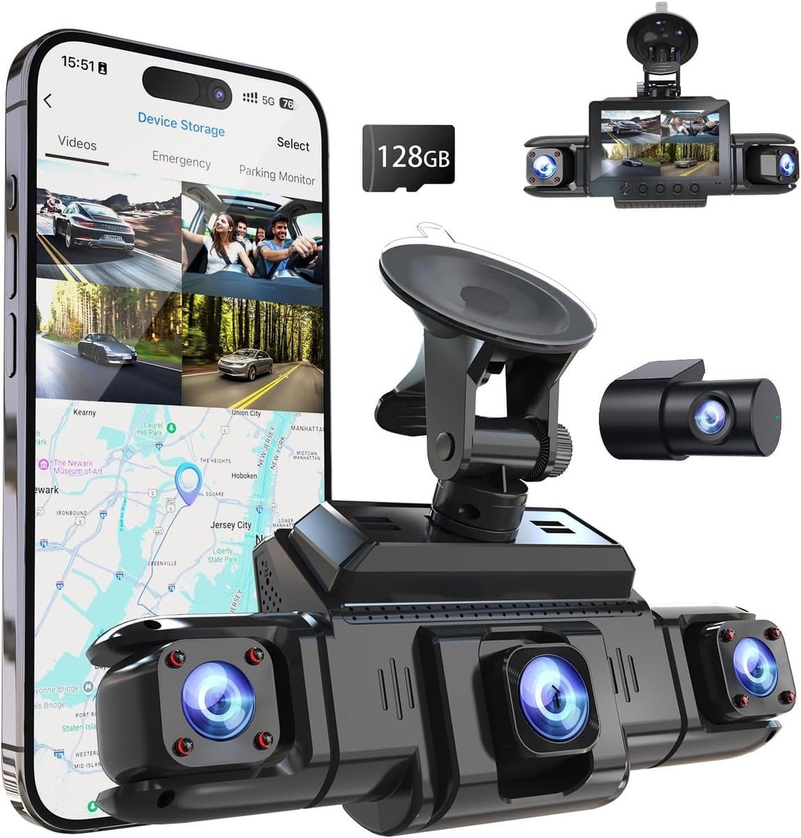 360 Graden Dashcam voor Auto - HD Video - Nachtzicht en GPS - Voor alle voertuigen — afbeelding 1