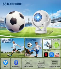 Mini-beamer - Draagbaar - 1080p Resolutie - Wifi en Bluetooth - Voor Thuisbioscoop — thumbnail 2