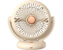 KZQ Kleine Oscillerende Tafelventilator Voor Slaapkamer - 23cm Stille Ventilator Met 3 Snelheden 4 Uur Timer En Herlaadbare Batterij - Voor Kantoor Studentenkamer En Thuis - Wit — afbeelding 1