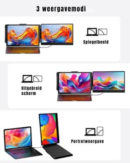 KAD® Portable Monitor - Dubbele Laptop Monitor - Draagbare Monitor - Draagbaar Scherm - Zwart - 2cm x 24cm x 24cm — thumbnail 3