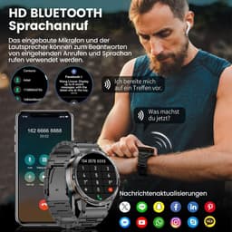 FOSMET GPS Smartwatch Heren 2026 - Militair Niveau Rugged Sporthorloge - 1,43 Inch - 100+ Sportmodi - 24/7 Hartslagmeter, SpO2 & Slaapmonitor - Fitnesshorloge - Geschikt voor Android & iOS - Zwart — thumbnail 5