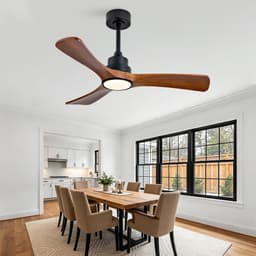 42 inch Deckenventilator met verlichting - Afstandsbediening en wandschakelaar - 3 kleurtemperaturen instelbaar - Dimbaar - Drie massief houten bladen - Omkeerbare DC-motor met 6 snelheden en timergeheugen — thumbnail 5
