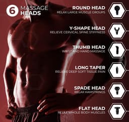 Massagepistool - Spierherstel - Herstel na sport - 30 snelheden - 6 koppen - Zwart — thumbnail 5