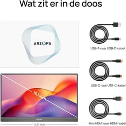 Draagbare Monitor 16,1 Inch - Full HD IPS Scherm - USB-C & Mini HDMI - HDR - Voor Laptop, PC, Mac en Consoles — thumbnail 5