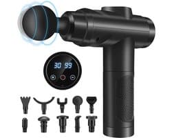 Massagepistool – 30 Snelheden – 10 Massagekoppen – Stil 25 dB – LCD-Touchscreen – Oplaadbaar