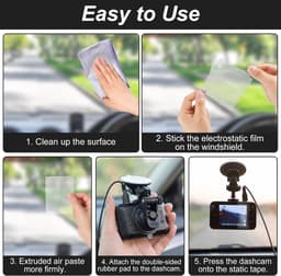 SnelShoppen - 6 Stuks Dashcam Plakpads Zelfklevende Pads 8x8 cm & 10x8 cm Krasbescherming voor Voorruit, Dubbelzijdig Plakband voor Auto, Perfect voor — thumbnail 4