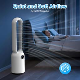 Torenventilator stil en bladloos - afstandsbediening - oscillerend - 24 snelheden - timer 12 uur - wit — thumbnail 3