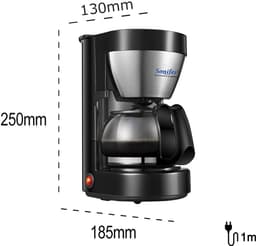 Sonifer SF-3513 Filter Koffiezetapparaat - 6 Kopjes - 0,65 Liter - 600W - Herbruikbaar Filter - Zwart/Zilver — thumbnail 4