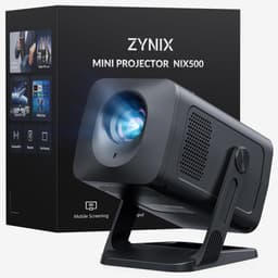 SnelShoppen - ZYNIX NIX500 Smart Mini-beamer 4K WiFi-projector met Android 14, Bluetooth 5.4, auto keystone, 270° rotatie voor thuisbioscoop, gaming & — thumbnail 1