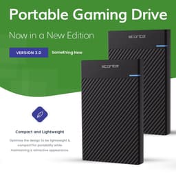 SnelShoppen - 1TB externe harde schijf USB 3.0 voor gaming, snelle gegevensoverdracht, ideaal voor console en pc, compact design, zwart, perfect voor — thumbnail 3