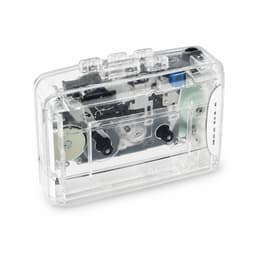 Retro Cassettespeler - 12x9x4cm - Draagbare Walkman met FM Radio & Opnamefunctie - Inclusief Oortjes - USB & Batterij Voeding - Ideaal Cadeau voor Muziekliefhebbers - transparant — thumbnail 1