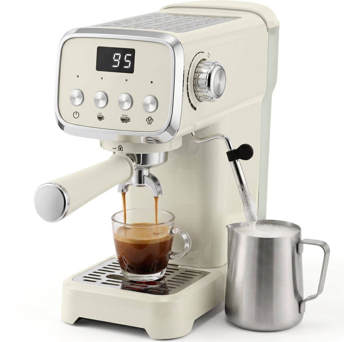 HOMCOM Coffee Maker-ABS, Edelstahl-32L x 17B x 31H cm-Cremeweiß — afbeelding 1