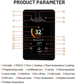 Digitale Thermostaat - Slimme Regelaar Vloerverwarming - Energie Besparen - Met CO2 Sensor - 60 mm Montagegat - Wit — thumbnail 5
