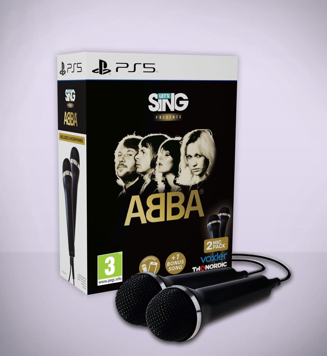 THQ Nordic - Let's Sing ABBA 2 Mic Bundle - PlayStation 5 - Karaoke Game - Inclusief 2 Microfoons — afbeelding 1