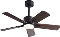MIVRAY Plafondventilator Met Verlichting 42 Inch 6 Snelheden Omkeerbaar Met Afstandsbediening Metaal Hout Zwart Walnoot Woonkamer Slaapkamer — thumbnail 3