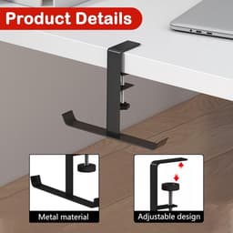 Bureau-handtashanger - houder voor portemonnee, rugzak en meer, klem aan bureau/tafel/kast, ruimtebesparend en rommelverminderend - zwart — thumbnail 3