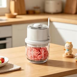 Mini Hakmolen - Voedsel Chopper - Maaltijden Voorbereiden - Spatvrije Molen - 350ml - Wit — thumbnail 5