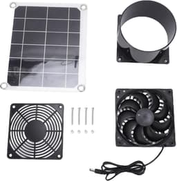 Ventilator op Zonne-energie - Zonneventilator Afzuigventilator - Luchtcirculatie - Weerbestendig ABS - 10W - Zwart — thumbnail 3
