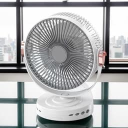 Ventilator Klem - Tafelventilator USB - Persoonlijke Verkoeling - Met Nachtlicht - 20 Cm - Romig — thumbnail 2