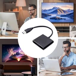 USB naar HD adapter - Display converter - Scherm uitbreiden - Plug and play - 1080p resolutie - Zwart — thumbnail 2