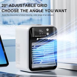 Draagbare Luchtkoeler met Laag Geluidsniveau, Oplaadbare USB-desktopairconditioner met Mistbevochtiging, 55 DB, Stille Werking, 3000 MAh Batterij, voor Thuiskantoor, Slapen, — thumbnail 5