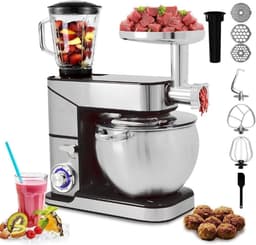 Keukenmachine - Mixer - Bakken en koken - 3-in-1 functie - 12L kom - Zilver — thumbnail 1