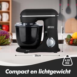 Keukenmachine - Standmixer - Bakken en Koken - Dubbele Mengkom - 4.5L + 5L - Zwart — thumbnail 5