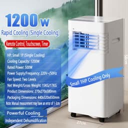 Mobiele airco - Draagbare airconditioner - 7000 BTU - koelt tot 28 vierkante meter - slimme airco met afstandsbediening - 3-in-1 koel- ontvochtigings- en ventilatorfunctie - 24-uurs timer en 120° zwenkfunctie — thumbnail 2
