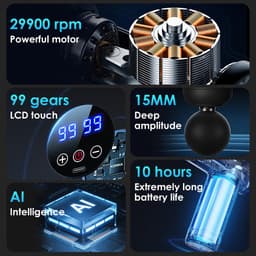 Massage Gun – 99 Snelheden – 8 Massagekoppen – LCD Touchscreen – Stil <35 dB – Tot 12 Uur Gebruiksduur — thumbnail 3