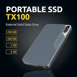 Externe SSD - Draagbare Opslag - Bestanden Opslaan - Schokbestendig Ontwerp - 1 TB - Grijs/Blauw — thumbnail 4