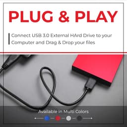 Externe Harde Schijf - Draagbare Opslag - Gegevens Back-up - Ultrasnelle USB 3.0 - 1 TB - Rood — thumbnail 2