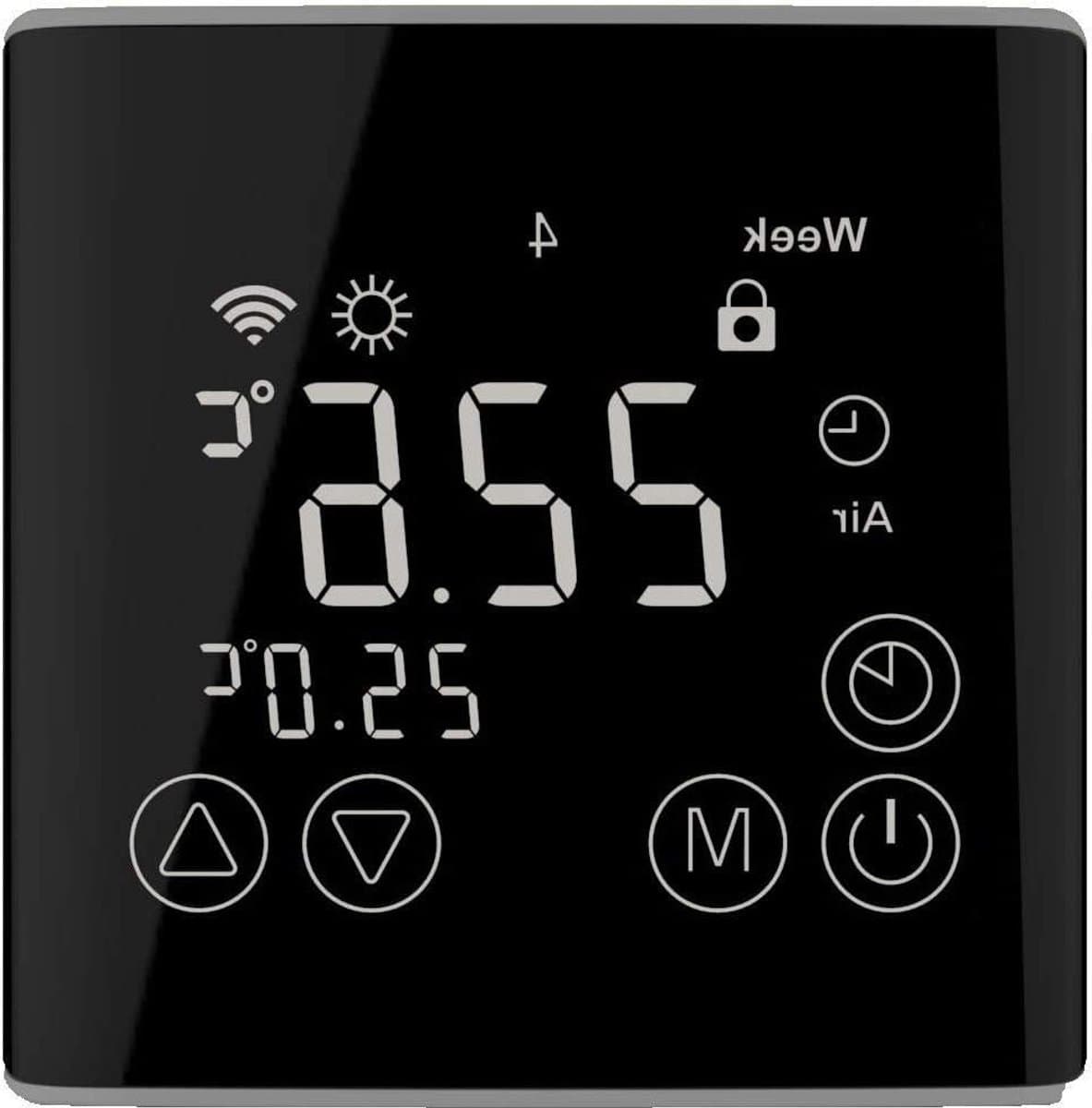 Digitale Kamerthermostaat - Wifi Thermostaat - Vloerverwarming Regelen - Touchdisplay Bediening - 86 x 86 mm - Zwart — afbeelding 1