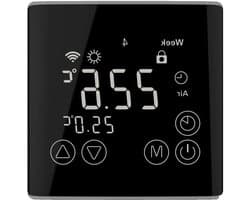 Digitale Kamerthermostaat - Wifi Thermostaat - Vloerverwarming Regelen - Touchdisplay Bediening - 86 x 86 mm - Zwart
