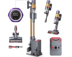 Lubluelu X1000 Draagbare staafstofzuiger Steelstofzuiger met stofopvangstation van 2,5L – 60Kpa Automatisch ledigingsstation - 50 Min Gebruikstijd - Anti-klit Borstel - met Stofzak HEPA - filter - LED-koplampen