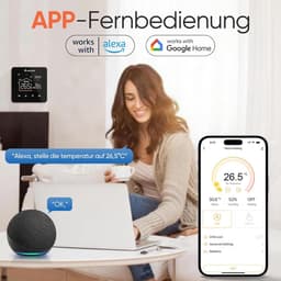 Slimme Thermostaat - Verwarming Regelaar - Energie Besparen - App Bediening - 3A - Zwart — thumbnail 5