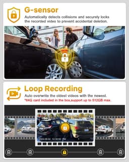 Dash Cam Auto - Autocamera Dual - Veilige Rit - Dubbele 4K Opname - 64GB SD Inbegrepen - Zwart — thumbnail 3