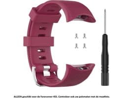 Wijnrood / paars siliconen sporthorlogebandje geschikt voor de Garmin Forerunner 45S – Maat: zie maatfoto - horlogeband - polsband - strap - siliconen - wine red / purple rubber smartwatch strap