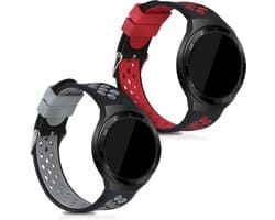 kwmobile 2x horlogebandjes geschikt voor Huawei Watch GT 2e / Watch GT2 46mm / Watch GT3 Pro 46mm / Watch GT3 SE bandje - Smartwatch bandjes van TPU - Activity tracker horloge band in zwart / rood / zwart / grijs