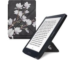 kwmobile e-reader hoesje geschikt voor Kobo Nia hoes - Ereader flip case met standaard - E reader cover van kunstleer - In taupe / wit / donkergrijs