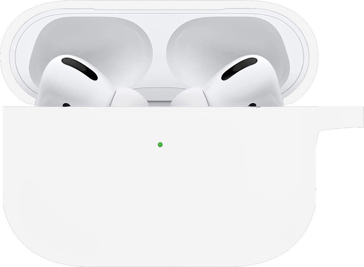 Hoesje - Geschikt voor Apple AirPods Pro 2 - met Clip - Siliconen Hoes - Silicone Case Cover - Wit — afbeelding 1