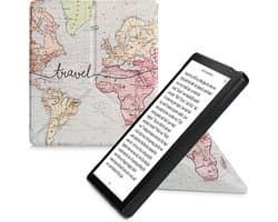 kwmobile e-reader hoesje geschikt voor Amazon Kindle Oasis 10. Generation hoes - Ereader flip case met standaard - E reader cover van kunstleer - In zwart / meerkleurig