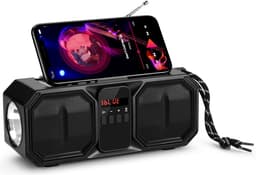 Denver Noodradio - Bluetooth Speaker - Solar Powerbank - 80W - FM Radio - Zaklamp - USB - BTG158 - Zwart — thumbnail 1